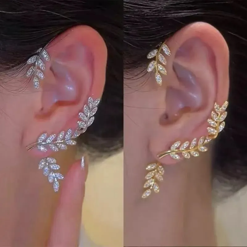 1 Pair Women's Fashion Leaf Butterfly Earrings Ear Cuffs Clip