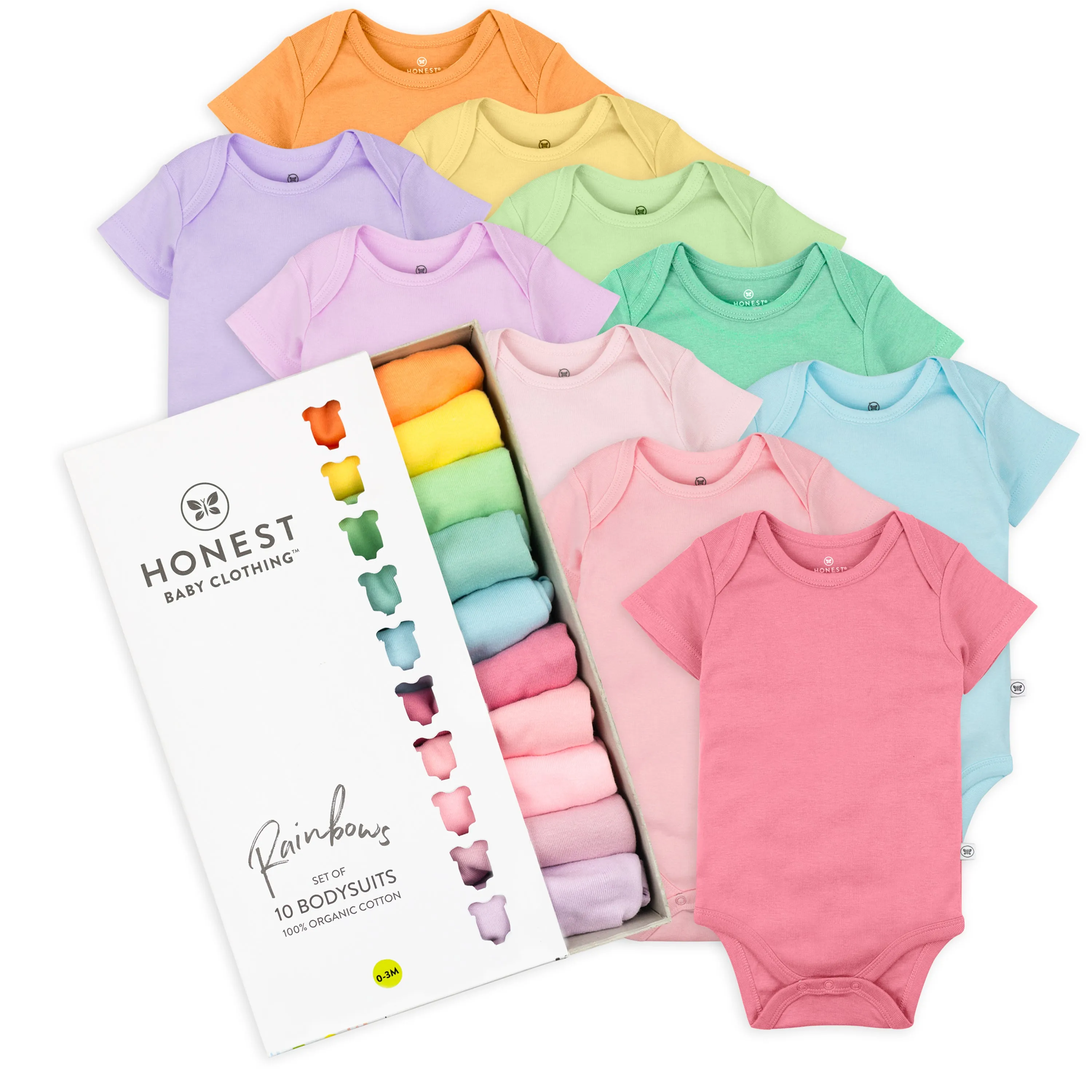 10-Pack HAPPY DAYS Rainbow Short Sleeve Bodysuits Gift Set