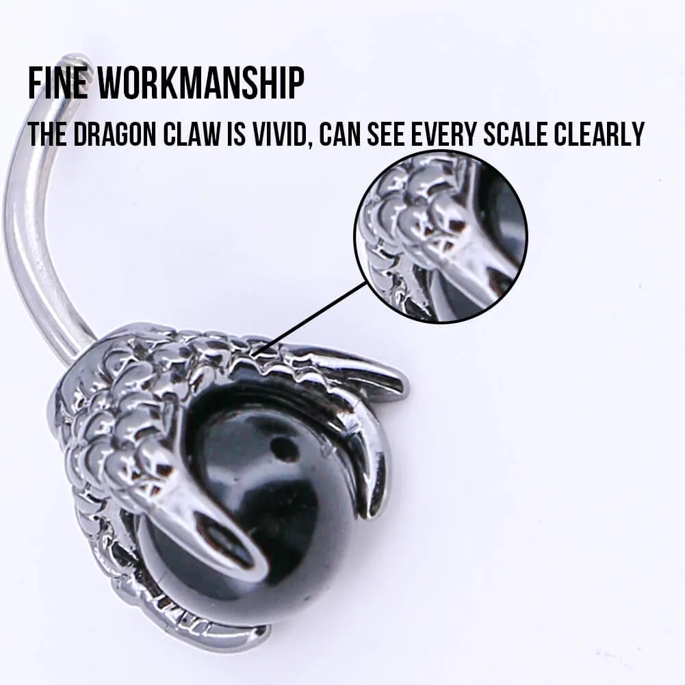 14G Three Dragon Claw Hand with Gem Ball Belly Ring