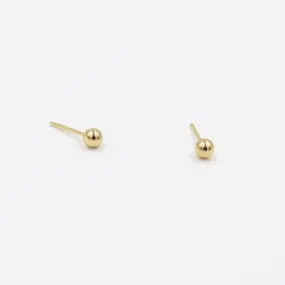 14K Tiny Gold Ball Post Earrings