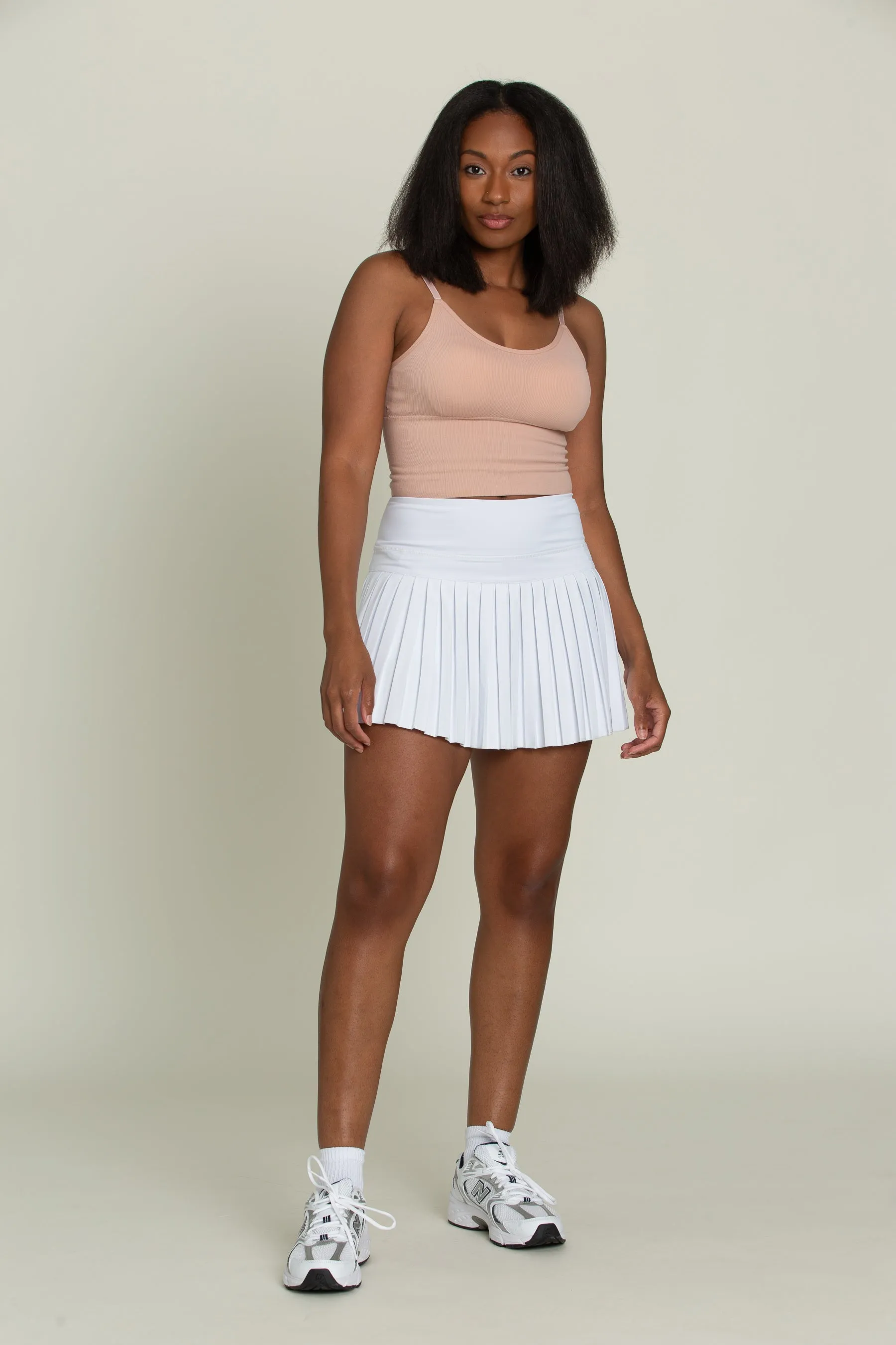 15" Off-White Pleated Tennis Skirt