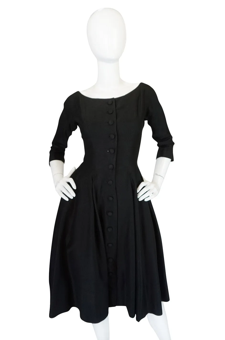 1950s Extraordinary Gigi Young Silk Button Front Dress