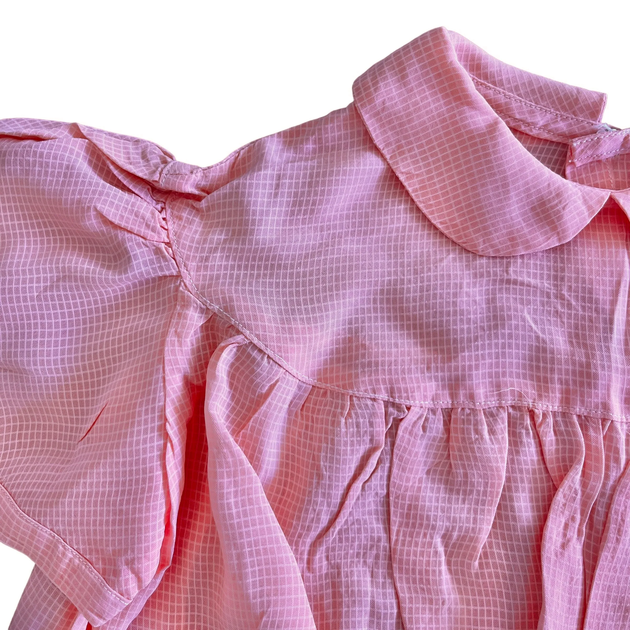 1950's Sheer Peach Peter Pan Collar Cropped Top  /  4-5Y