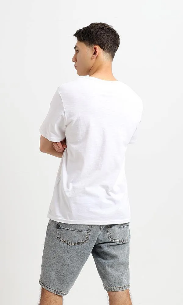 95079 Front Graphic Printed White Short Sleeves Tee