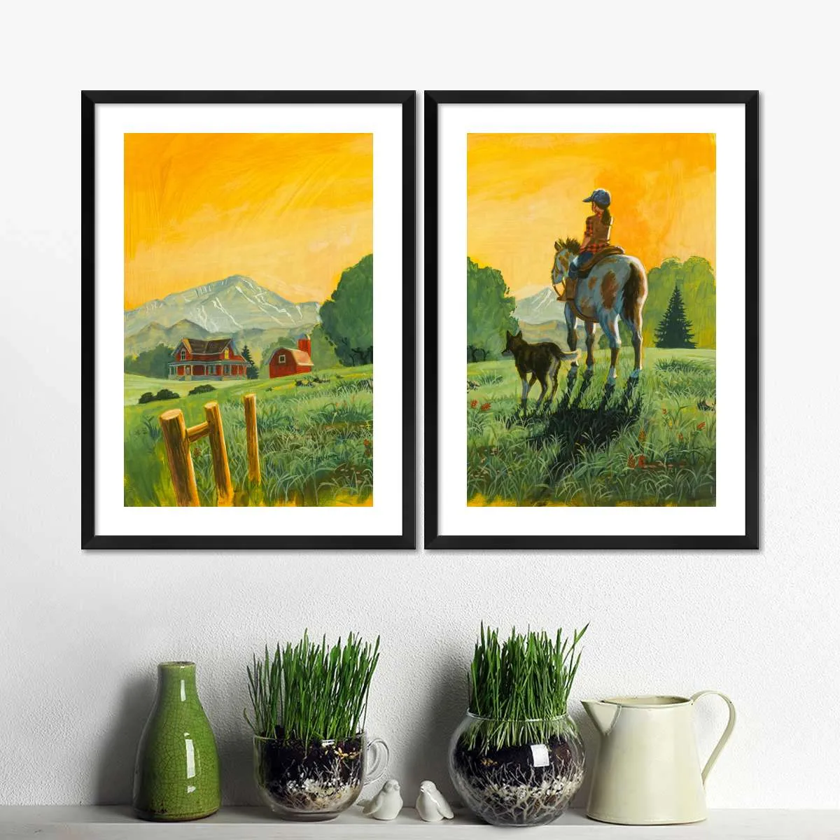 A Girl A Horse And Her Dog Wall Art