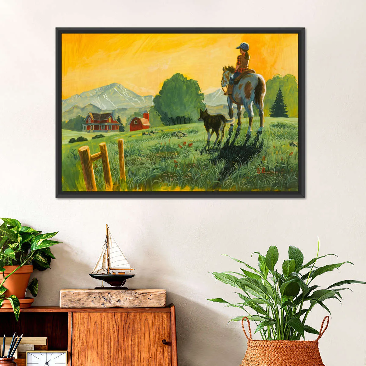 A Girl A Horse And Her Dog Wall Art