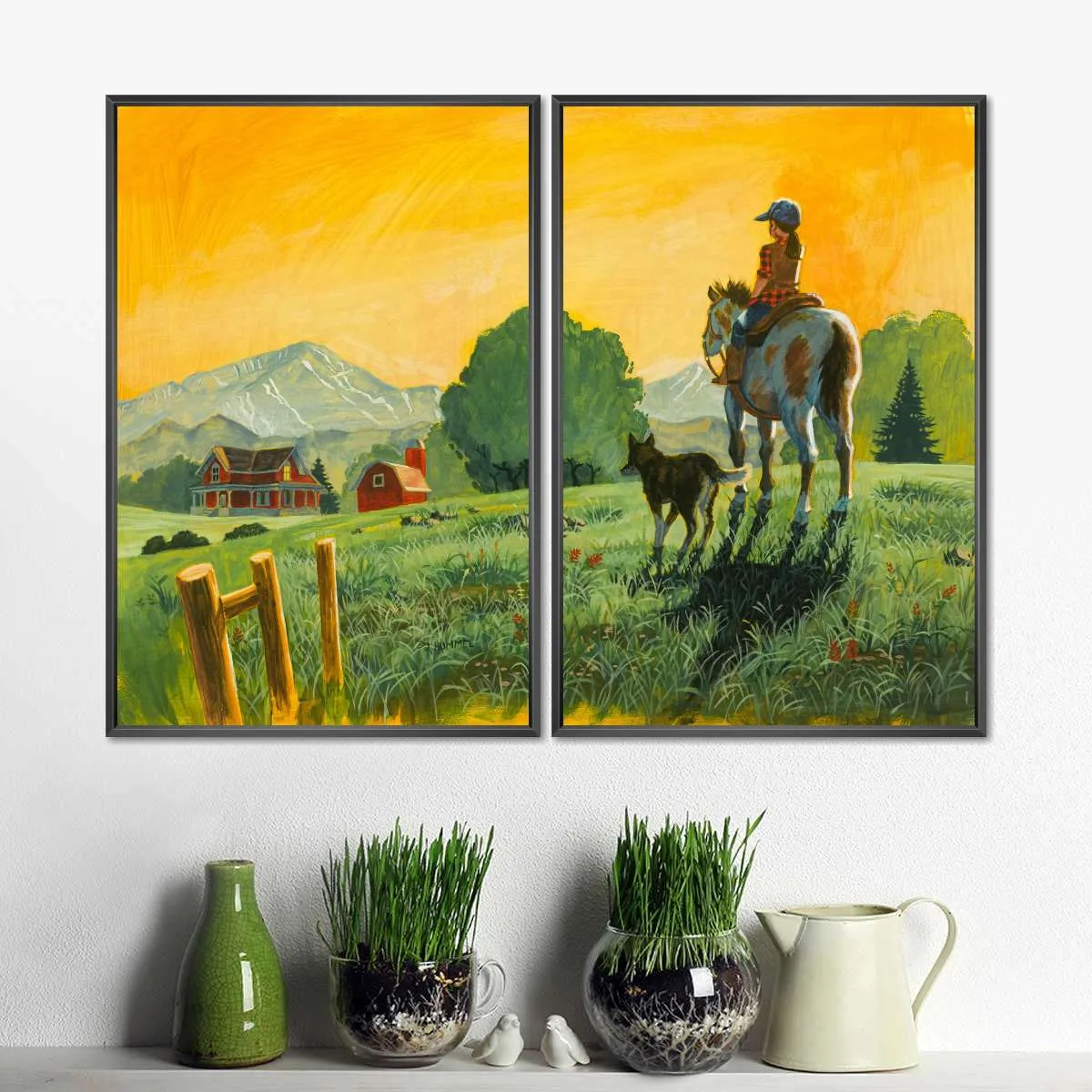 A Girl A Horse And Her Dog Wall Art