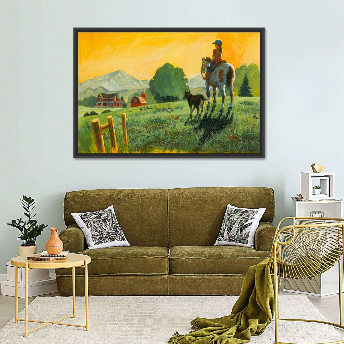 A Girl A Horse And Her Dog Wall Art