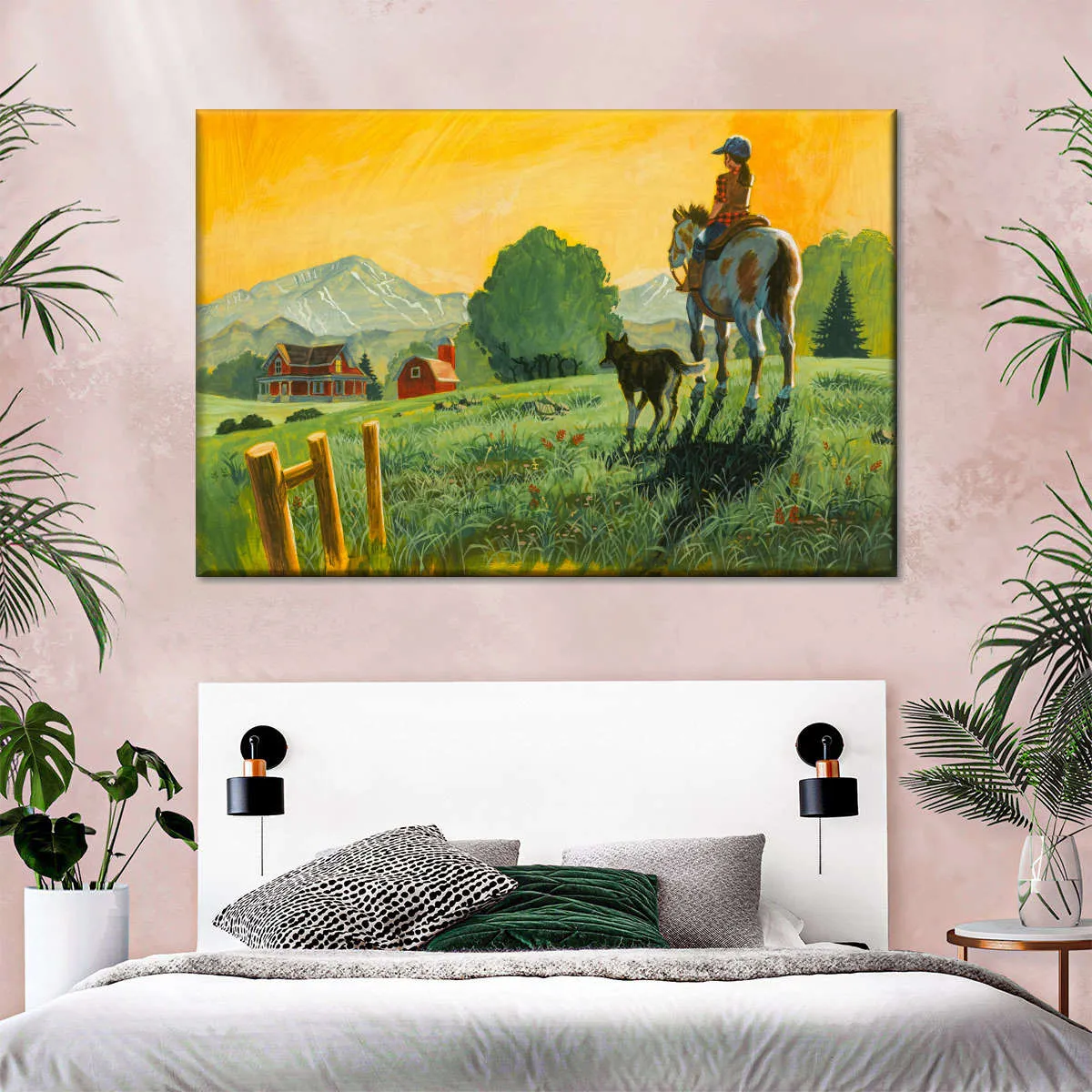 A Girl A Horse And Her Dog Wall Art