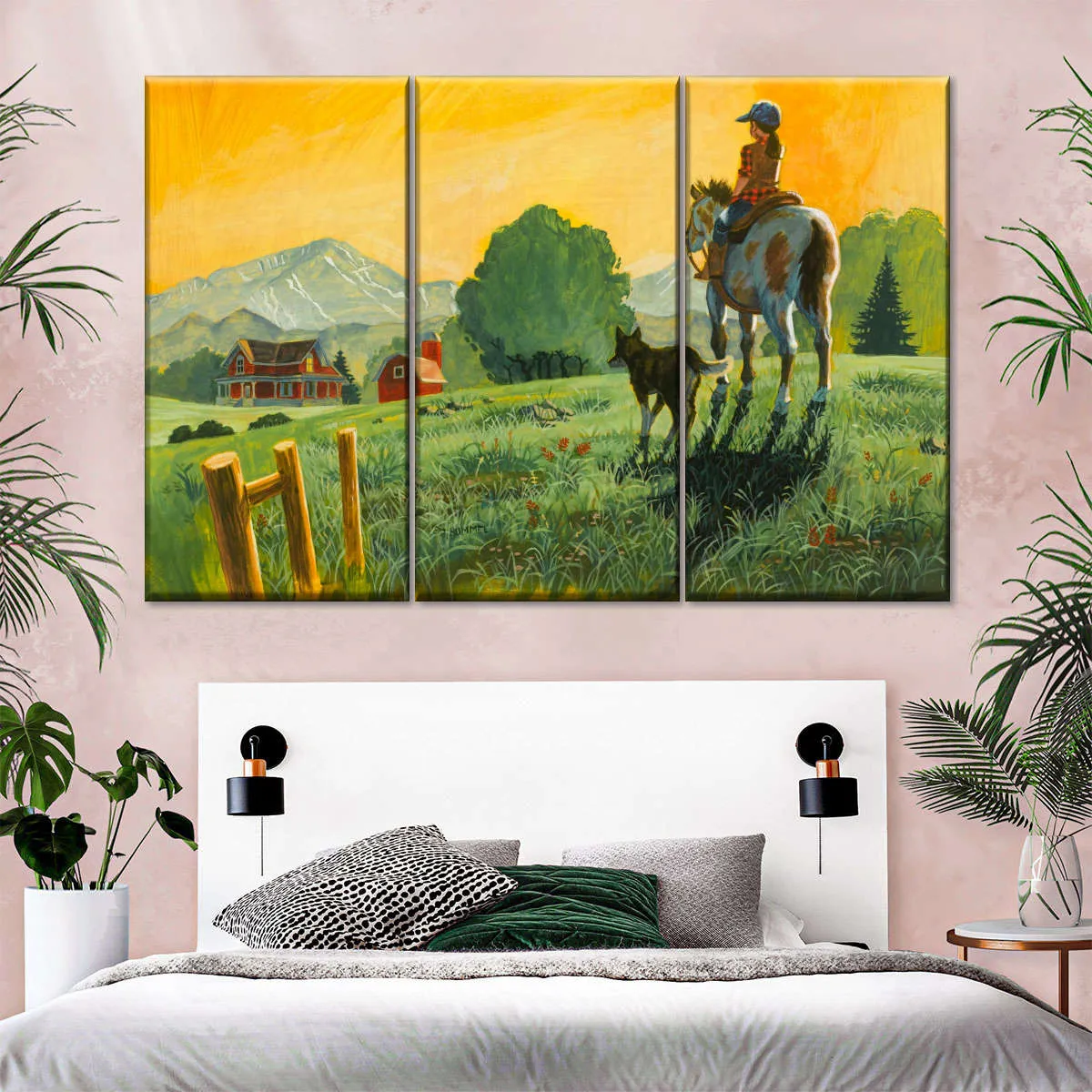 A Girl A Horse And Her Dog Wall Art