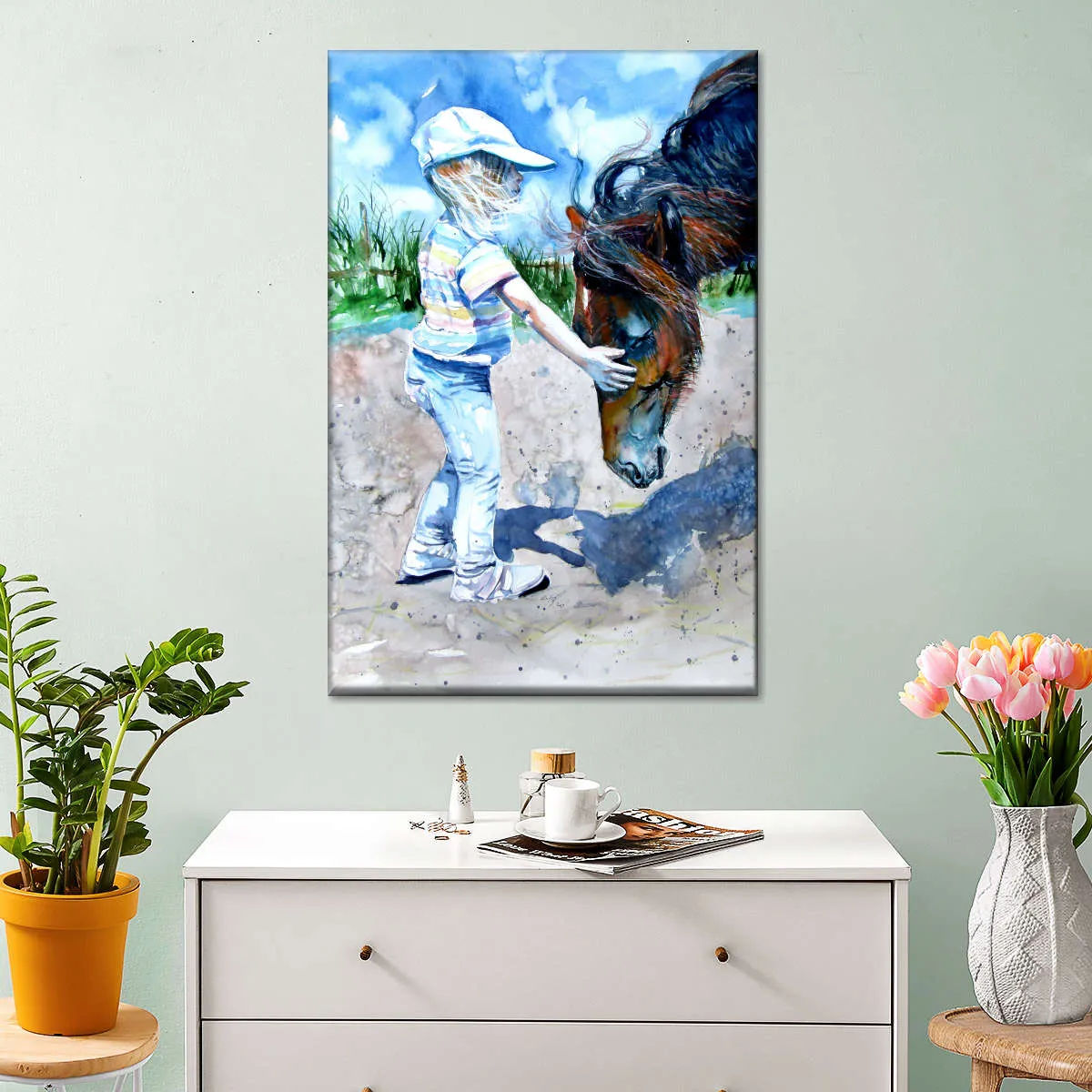 A Girl With Horse Wall Art