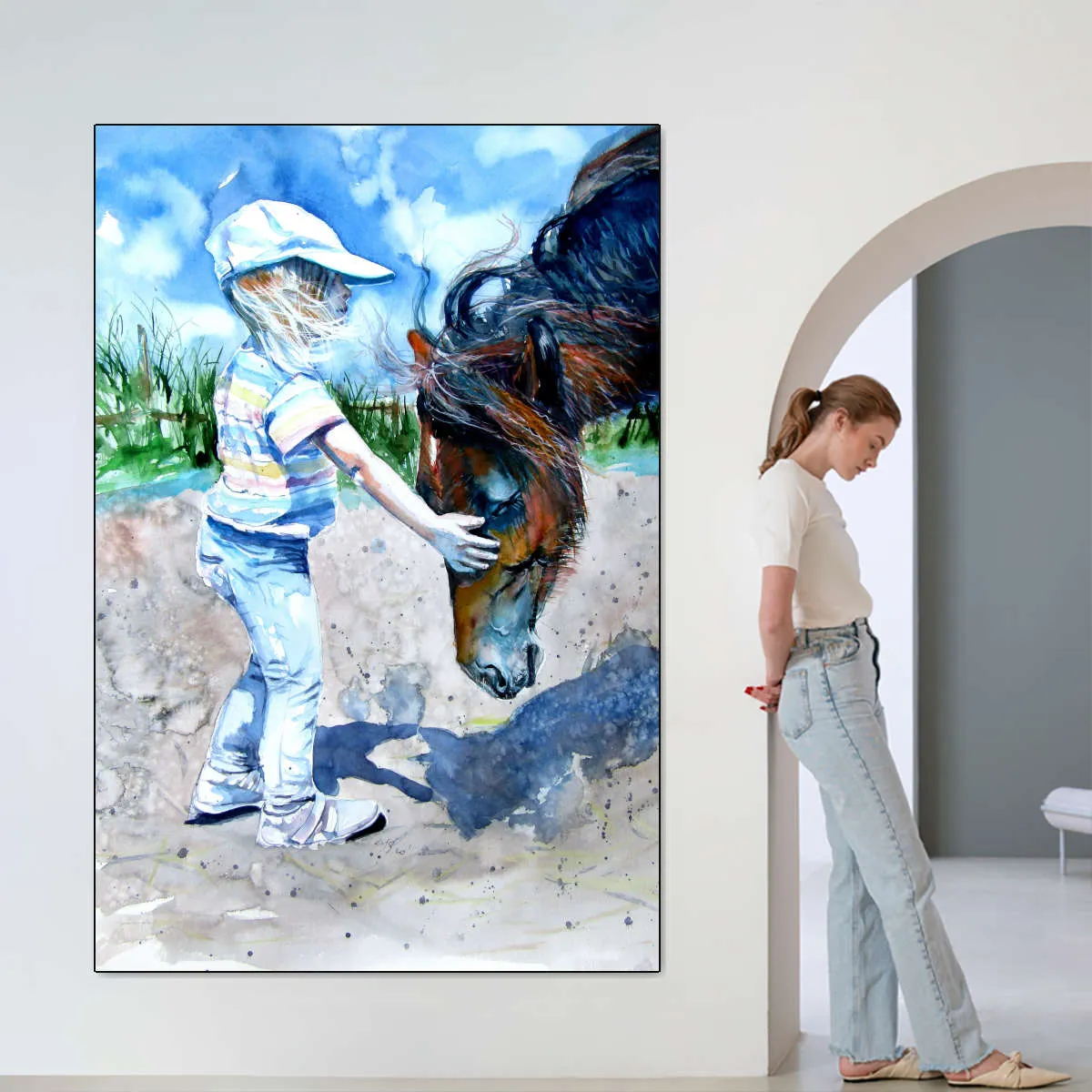 A Girl With Horse Wall Art