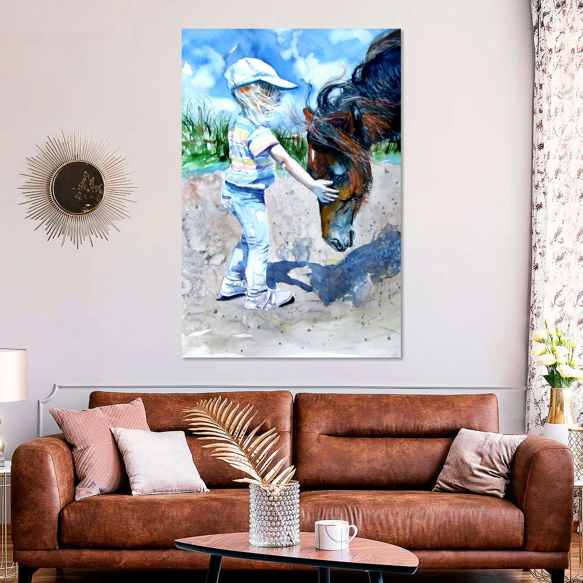 A Girl With Horse Wall Art