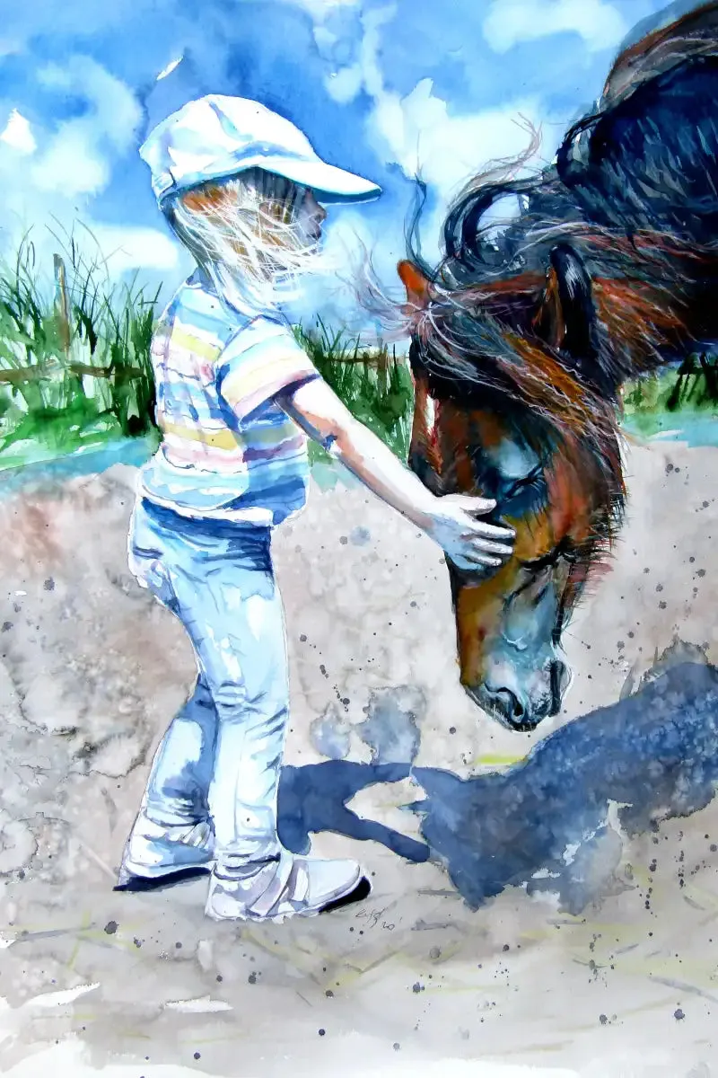 A Girl With Horse Wall Art