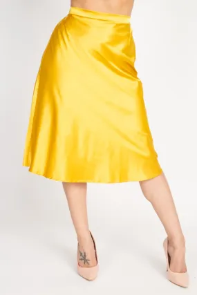 A-line Satin Midi Skirt