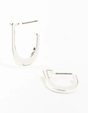 Angled Silver Classic Hoop Earrings