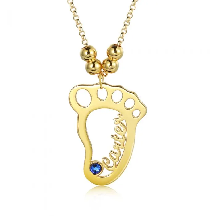 Baby Feet Necklace With Name-Mothers Day Gifts For Young Moms