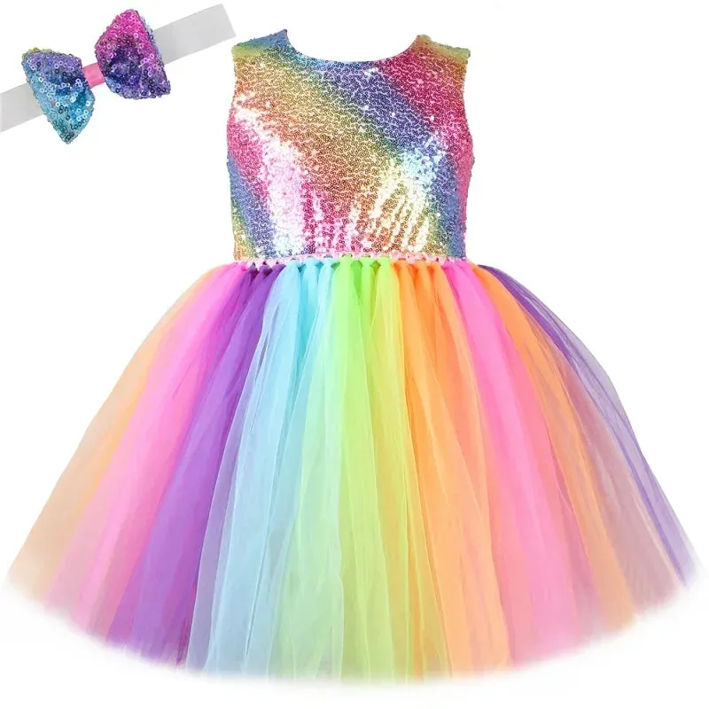 Baby Girl Rainbow Sequin Princess Dress