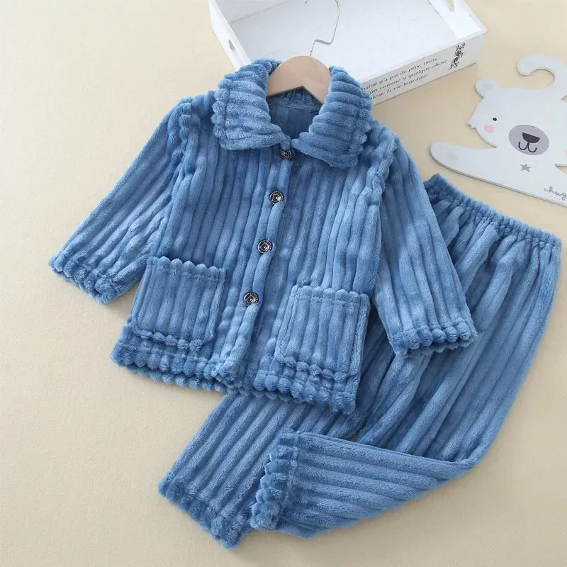 Baby Girl Solid Flannel Pajama Sleepwear Set