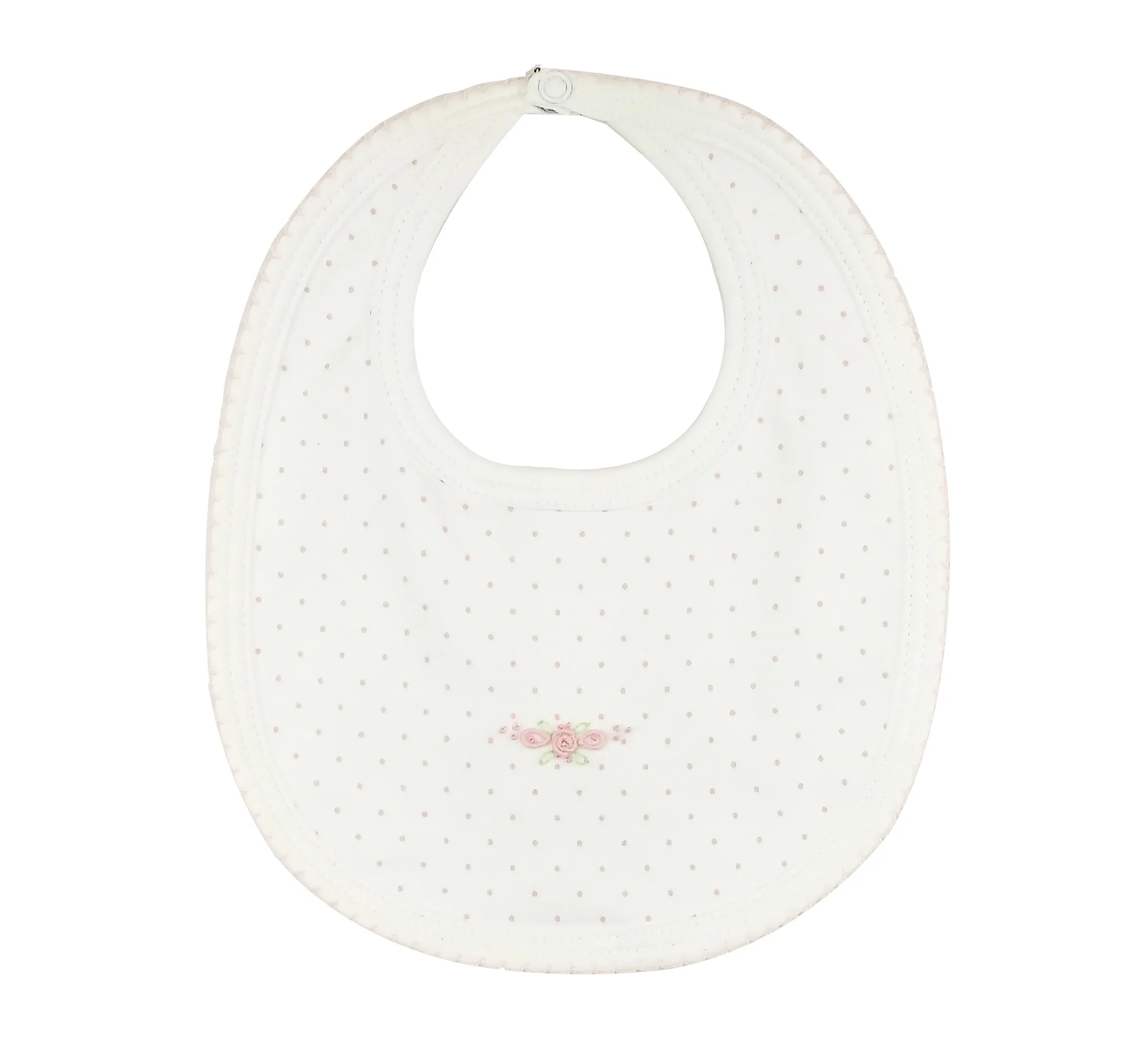 Baby Girl's Pink Dots and Rosebuds Bib