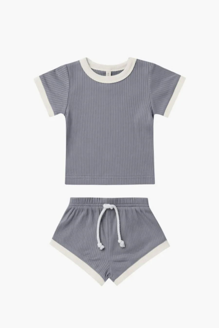 Baby Shirt Quincy Mae Ribbed 2-Piece Set Washed Indigo