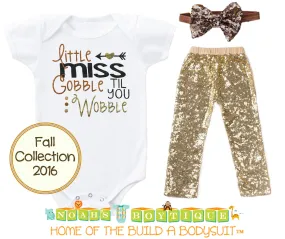 Baby Toddler Girl Thanksgiving Fall Outfit Gobble Sequins