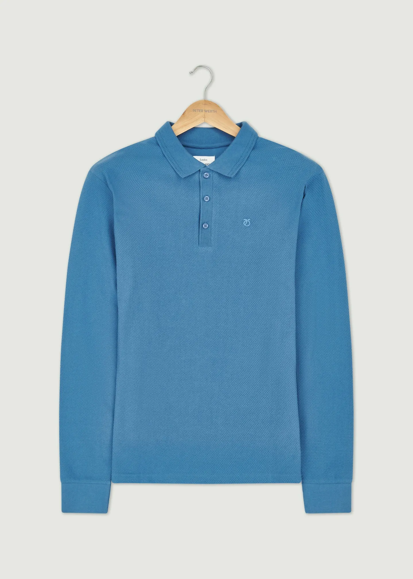 Barone Long Sleeve Polo - Blue