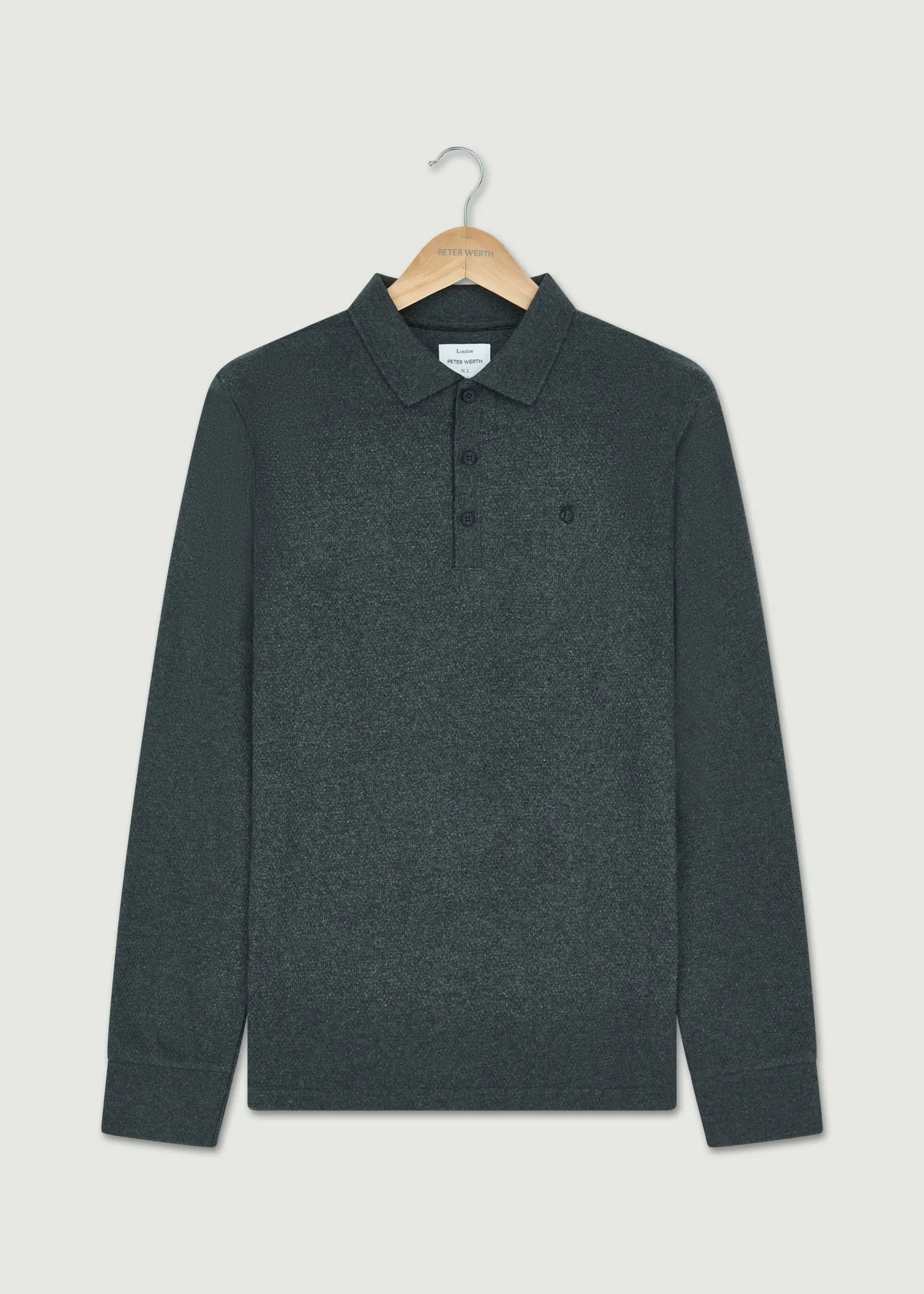 Barone Long Sleeve Polo - Charcoal Marl