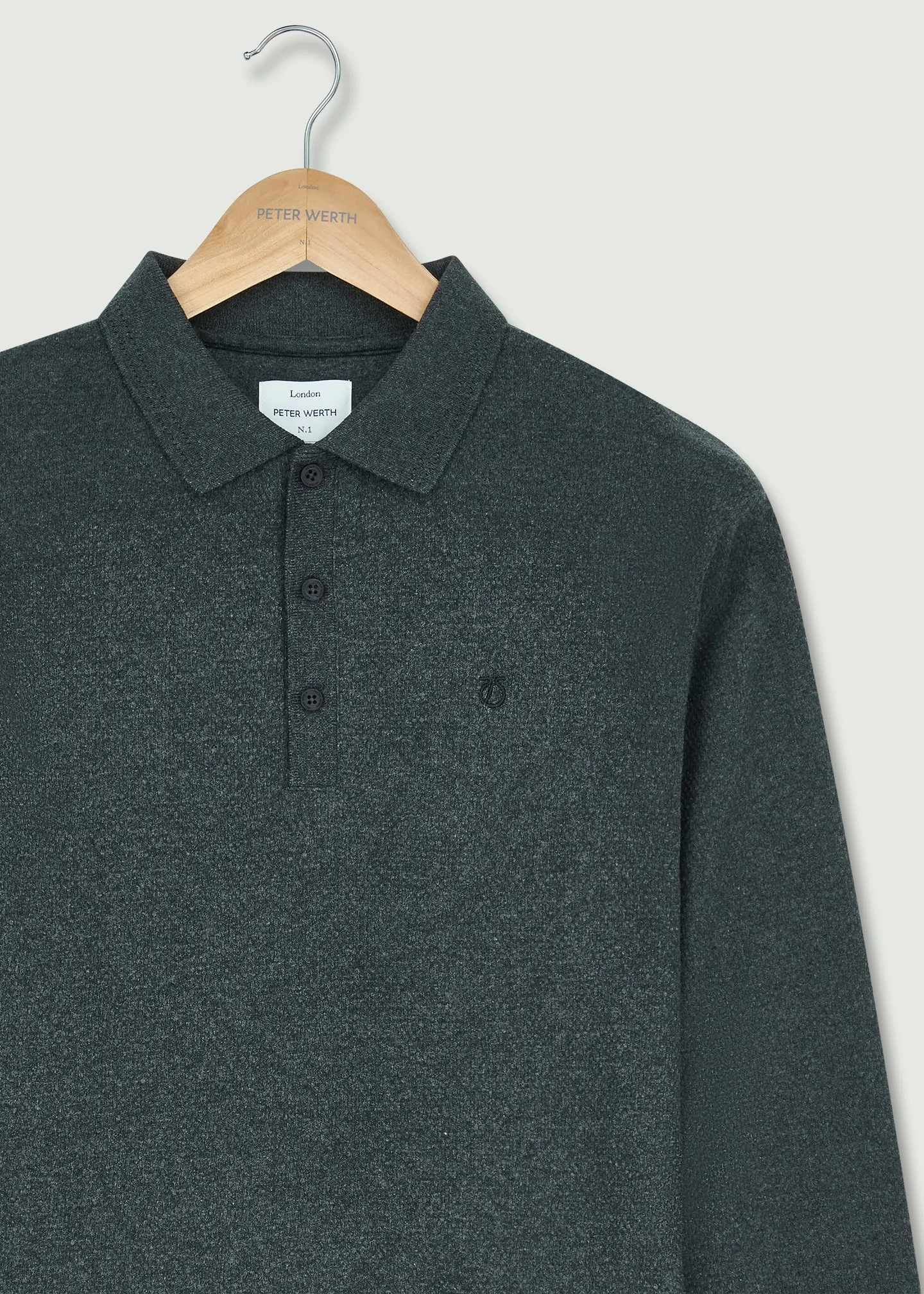 Barone Long Sleeve Polo - Charcoal Marl