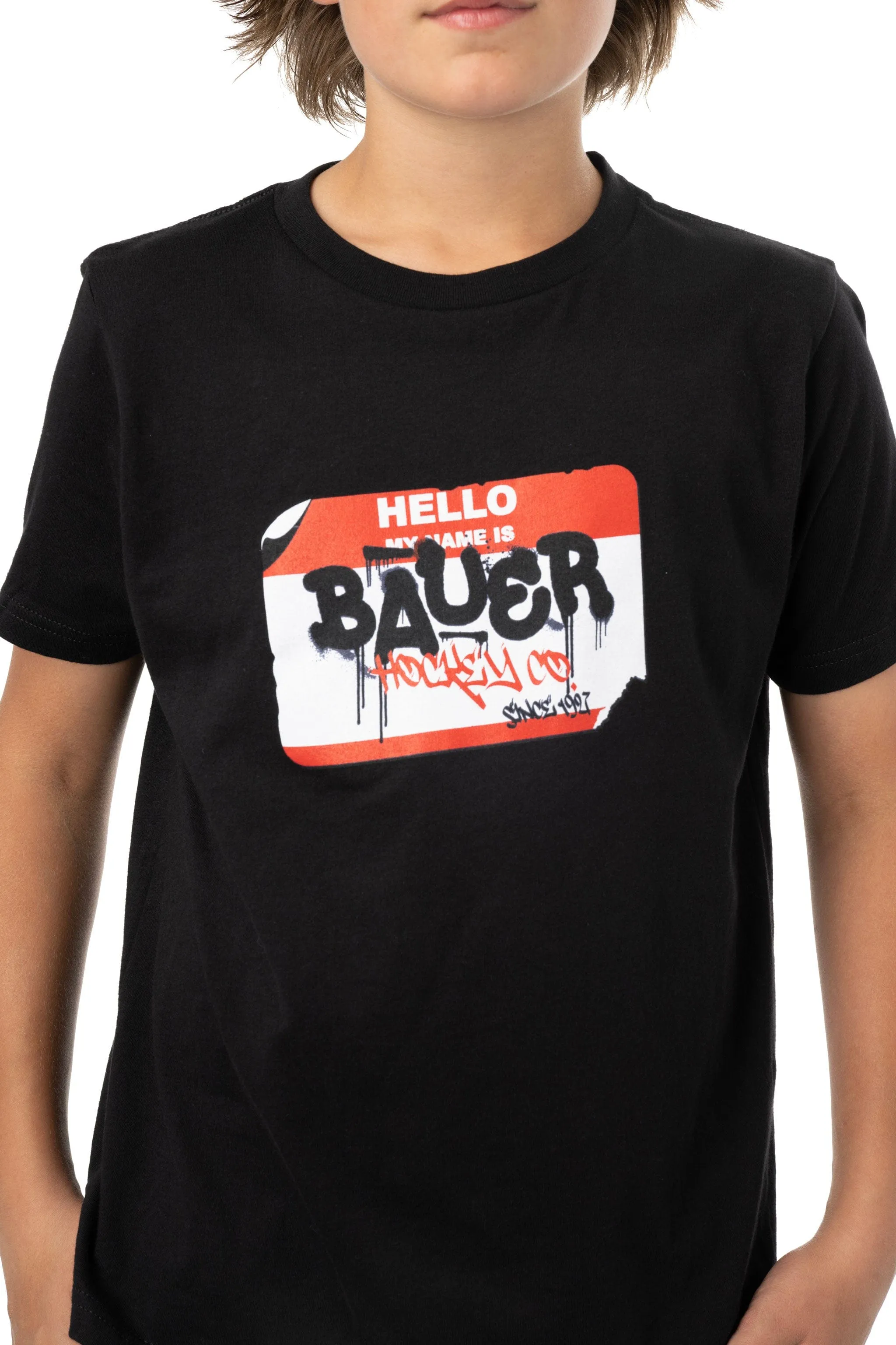 Bauer Name Tag Youth Shortsleeve Shirt - Black