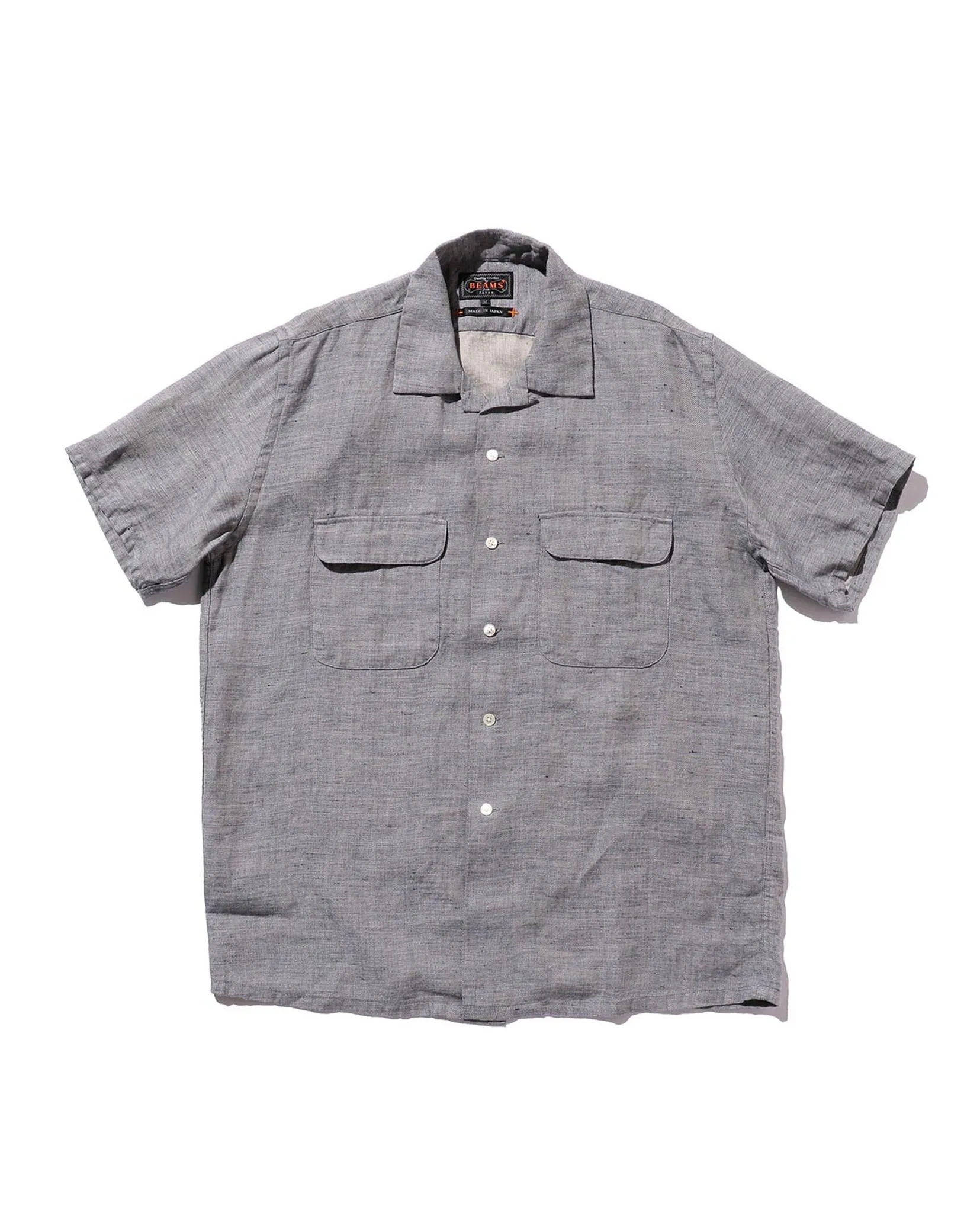 Beams Plus Open Collar Short Sleeve Linen Chambray