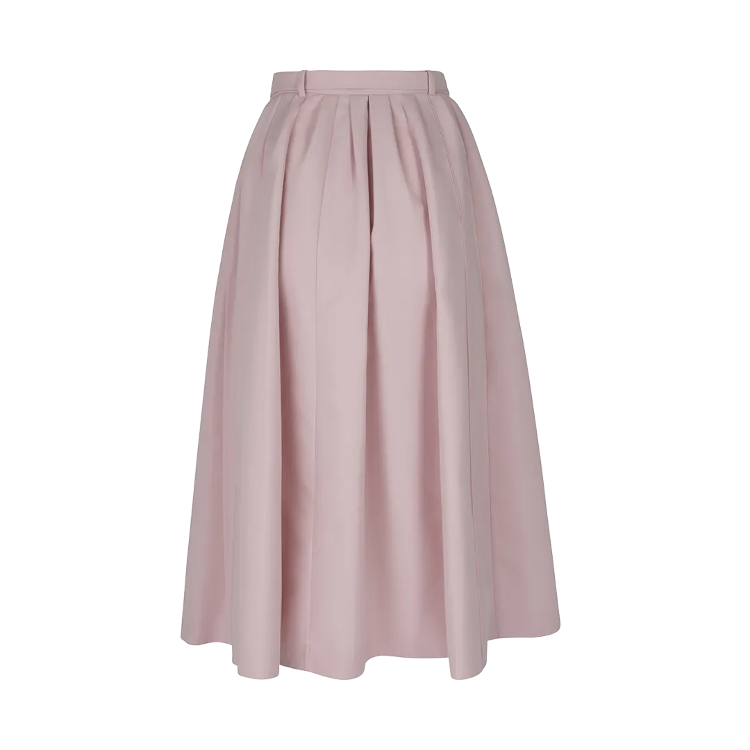 Belted Pleated Midi Skirt