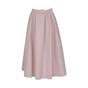 Belted Pleated Midi Skirt