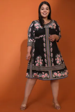 Black Floral Printed Dress 1