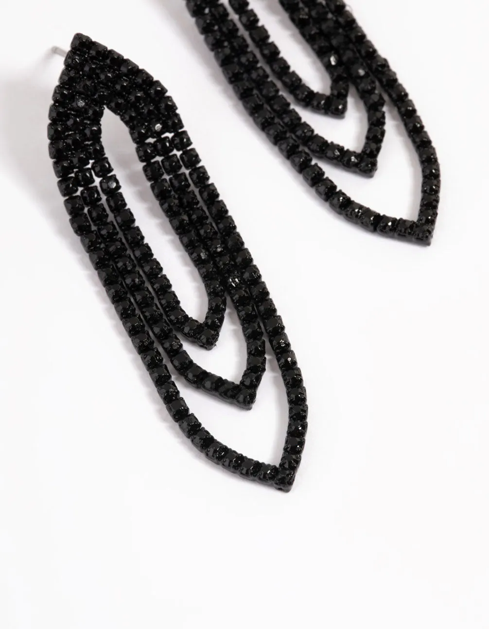 Black Mini Oval Cupchain Crop Earrings