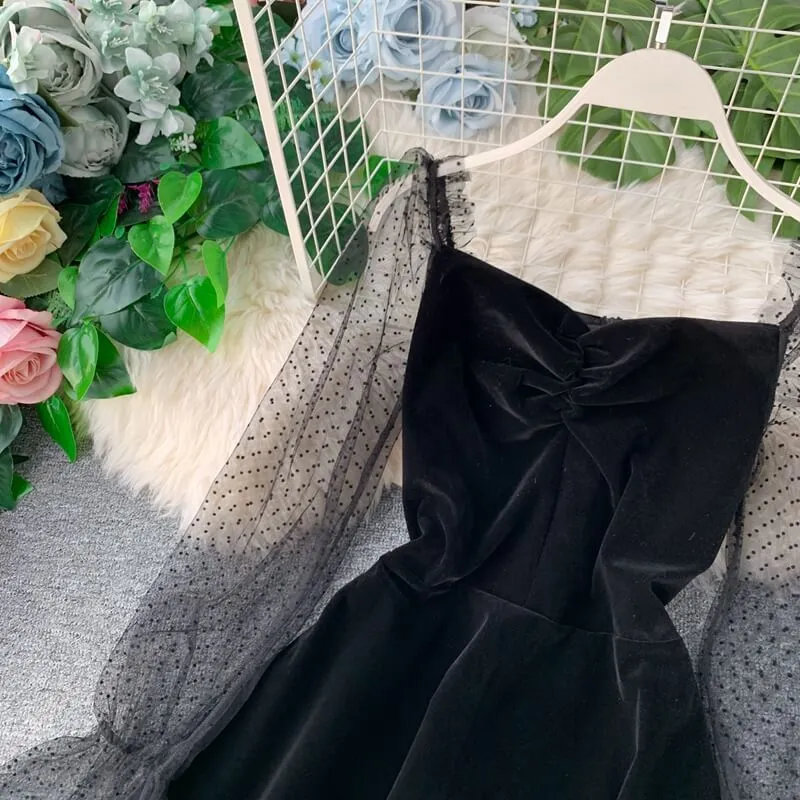 BLACK VELVET BUBBLE DRESS BY71173