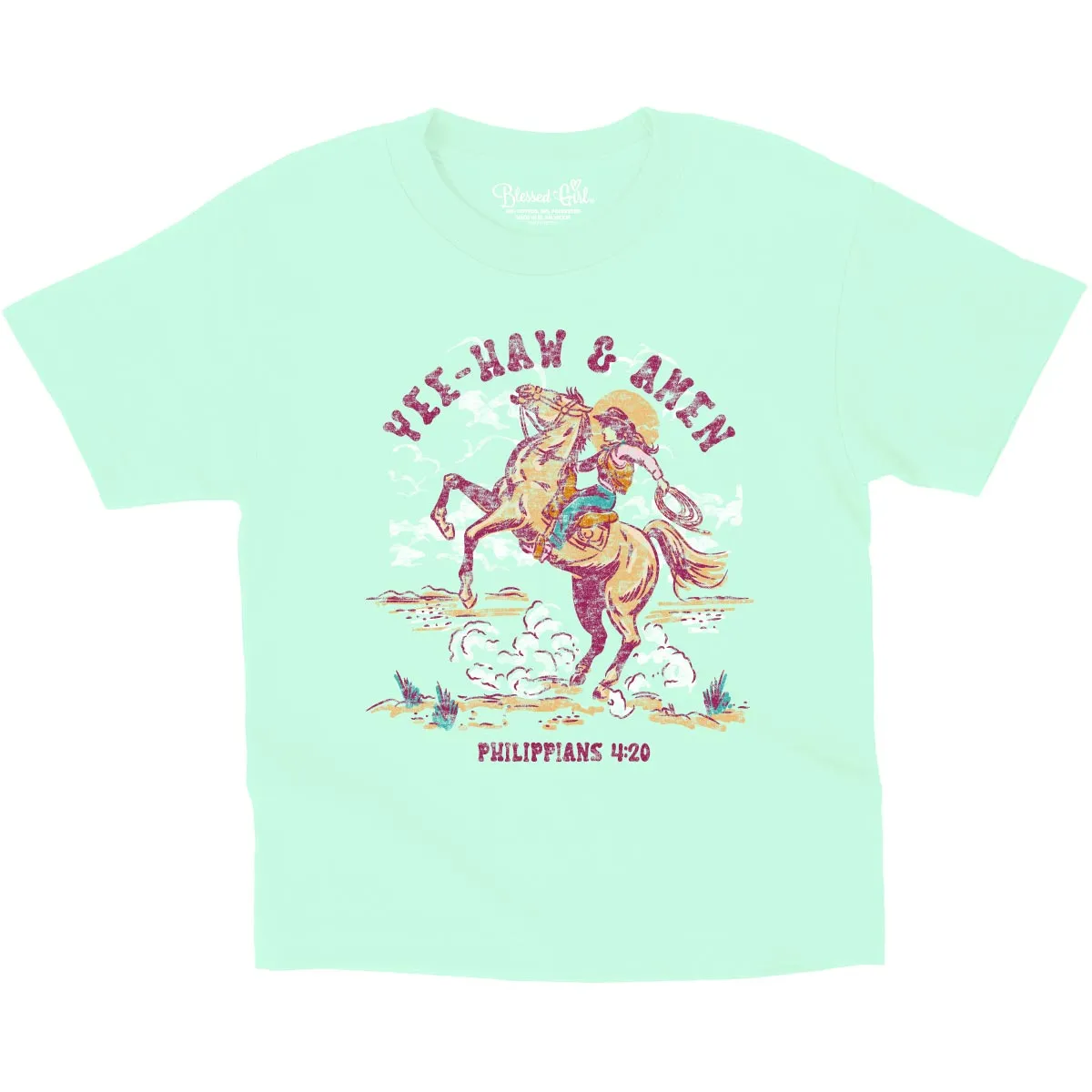 Blessed Girl Kids T-Shirt Yee Haw & Amen