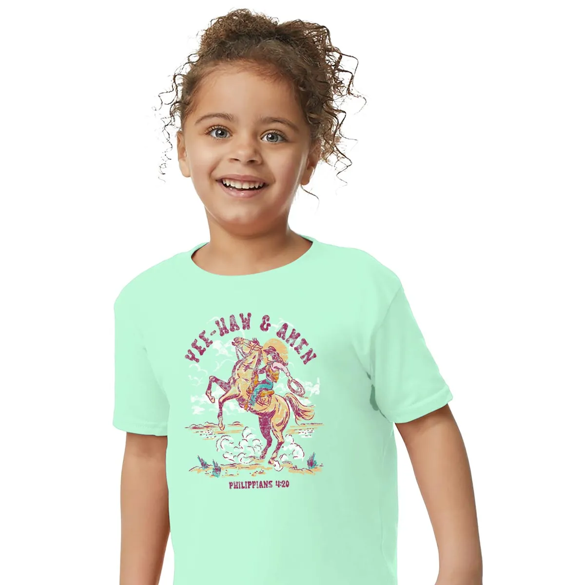 Blessed Girl Kids T-Shirt Yee Haw & Amen