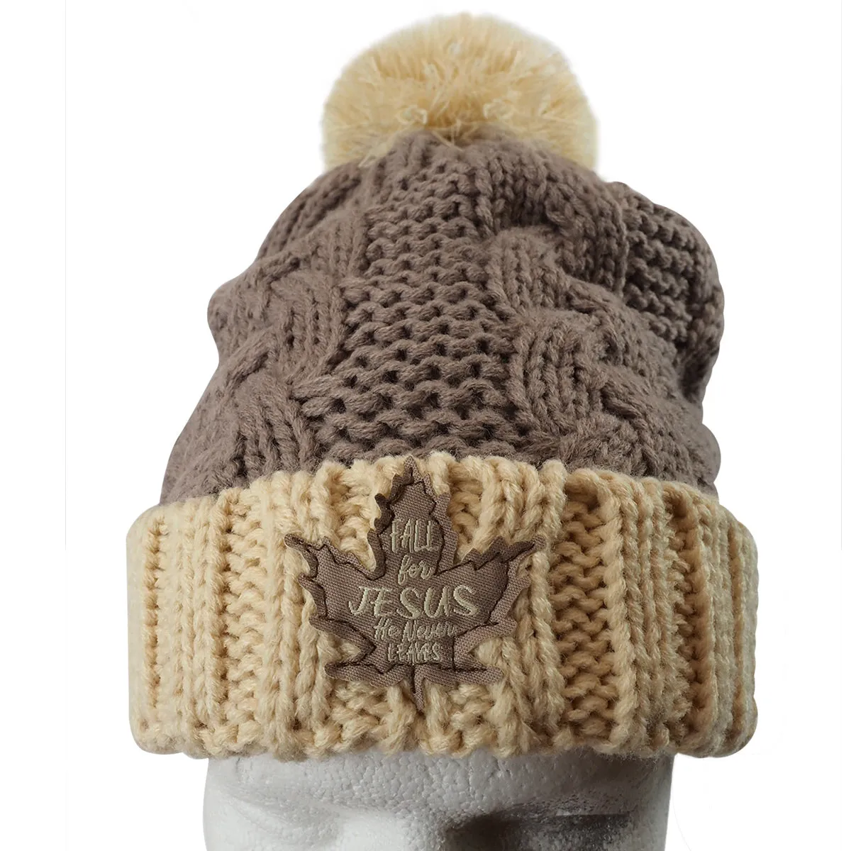 Blessed Girl Womens Pom Pom Beanie Maple Leaf