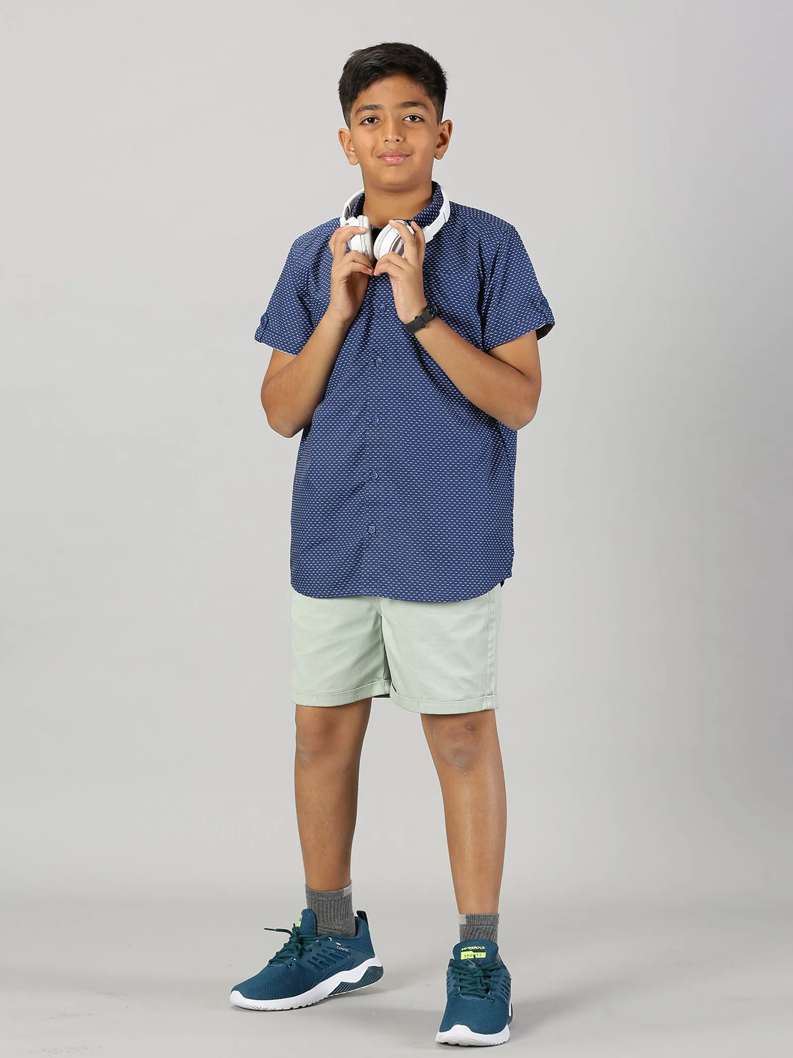 Boys Half Sleeve Shirt & Roll up Shorts Set