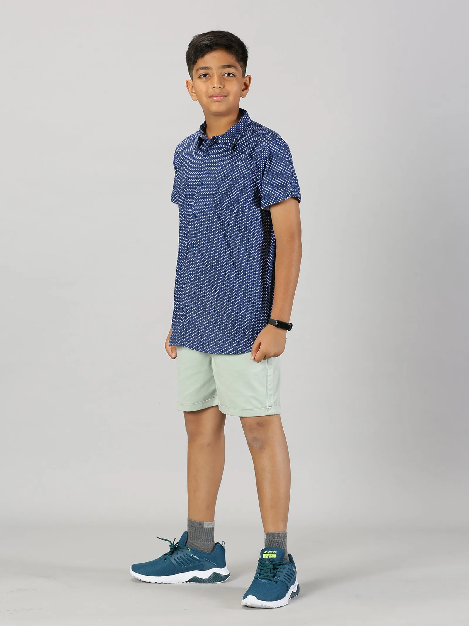 Boys Half Sleeve Shirt & Roll up Shorts Set