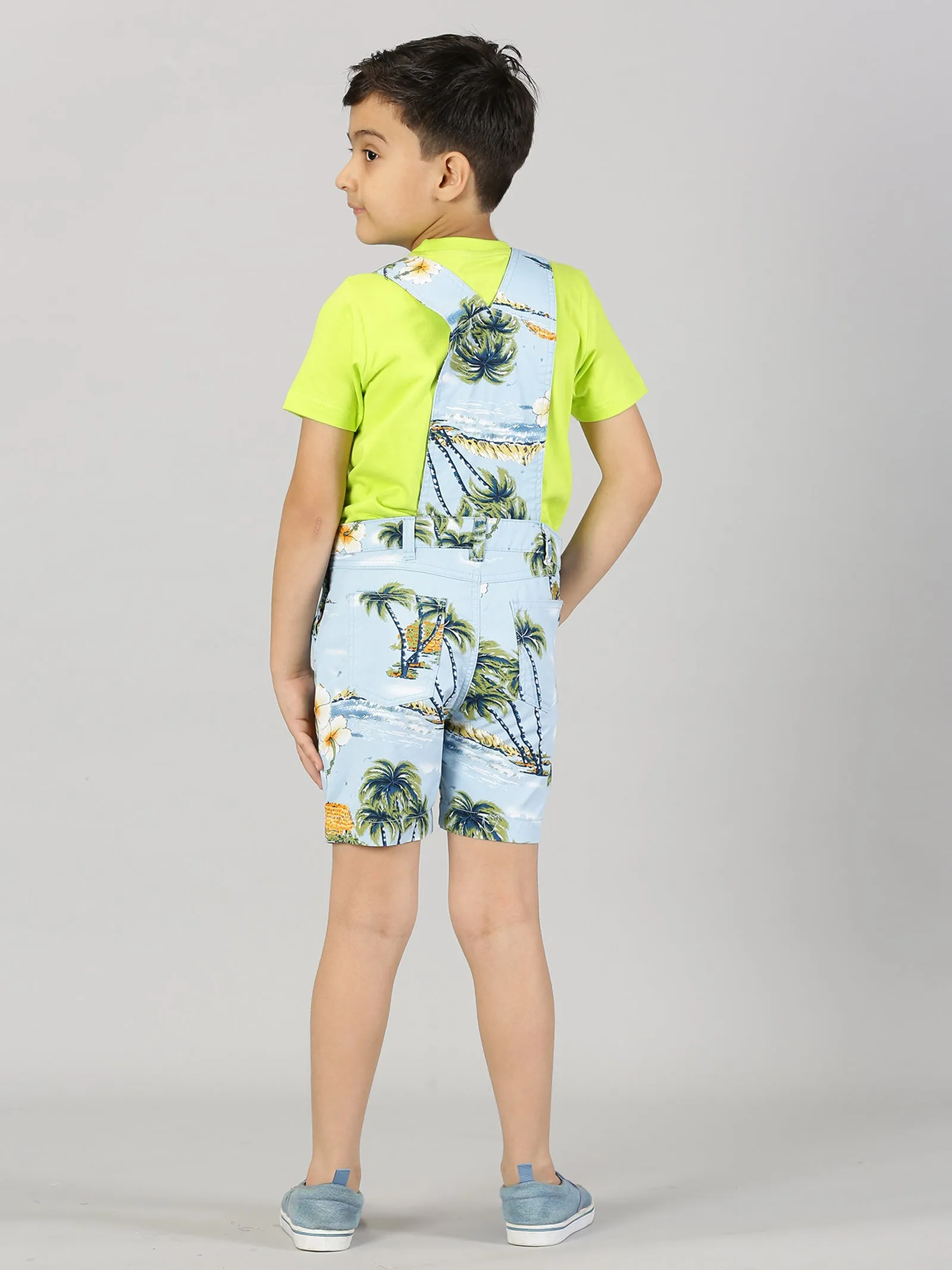 Boys Printed Dungaree Shorts