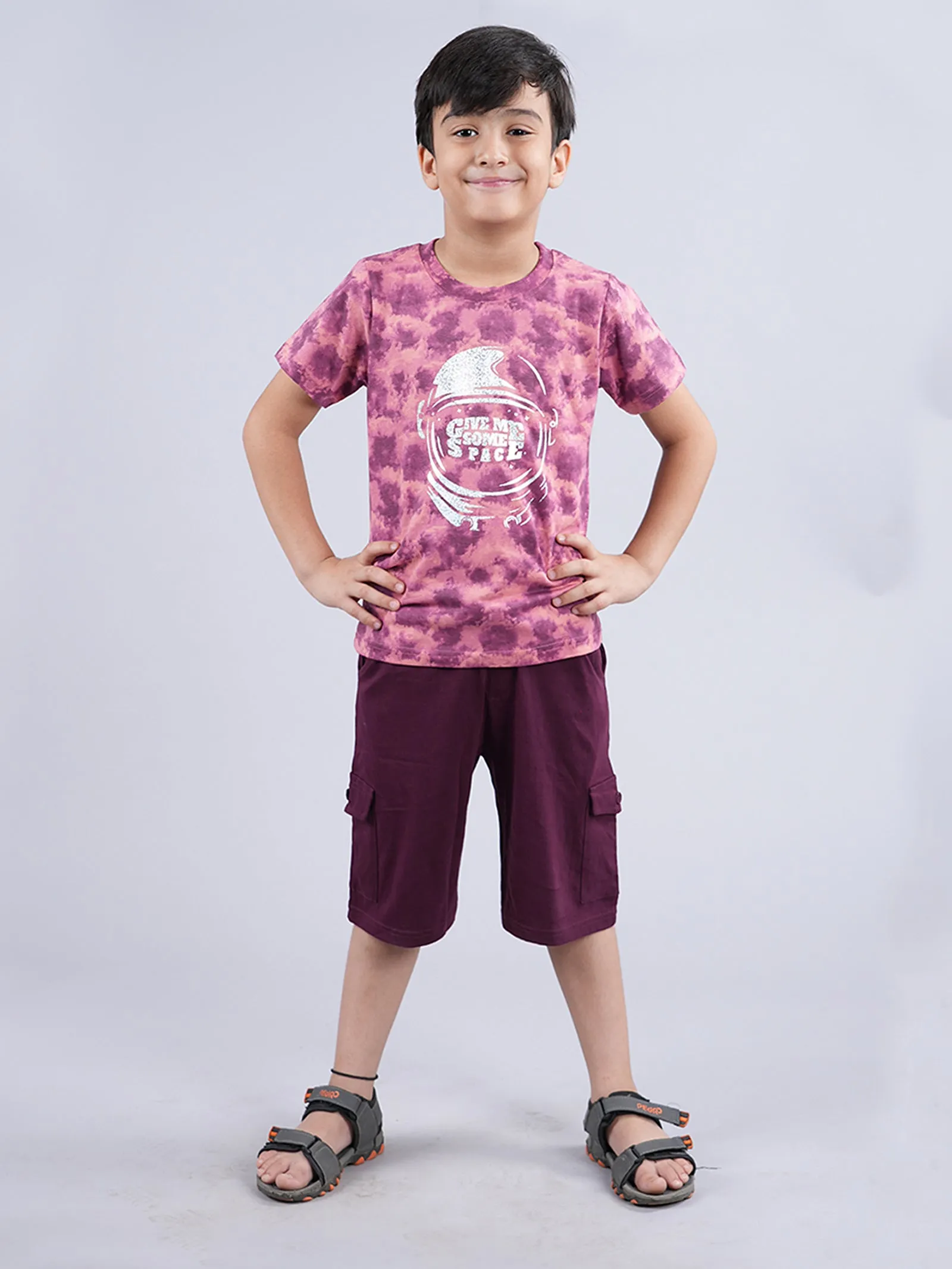 Boys Tie & Dye Printed Tee & Cargo Short Set