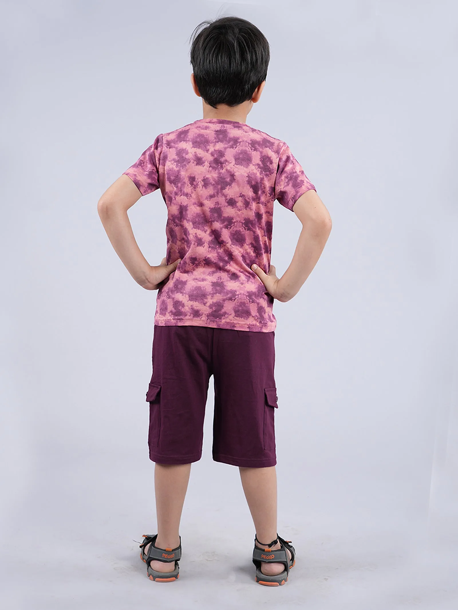 Boys Tie & Dye Printed Tee & Cargo Short Set