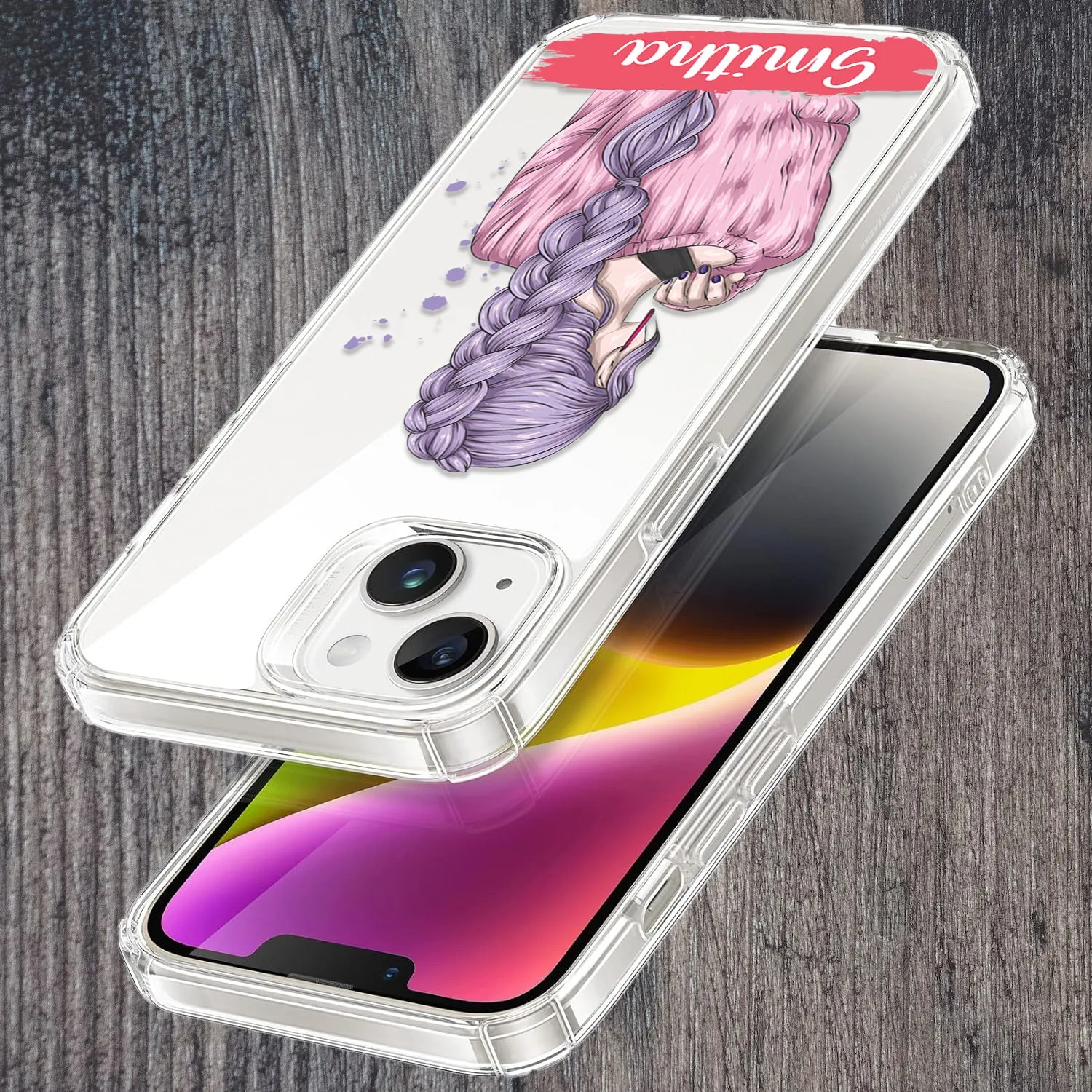 Braid Girl Customize Transparent Silicon Case For iPhone