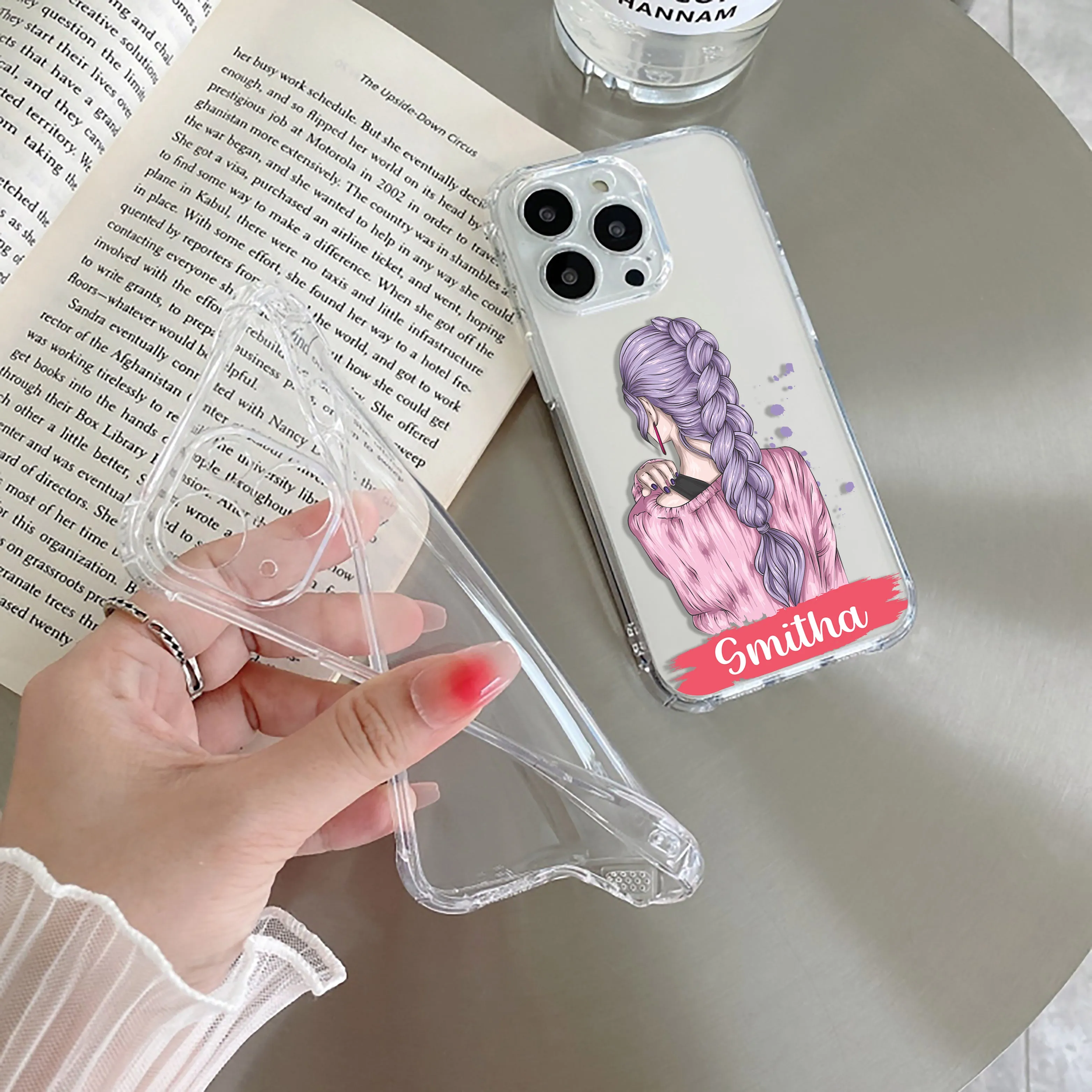 Braid Girl Customize Transparent Silicon Case For iPhone