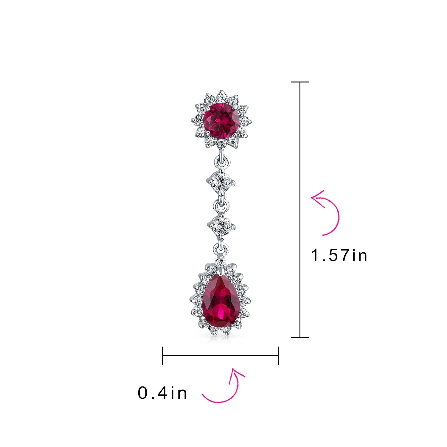 Bridal Oval Teardrop AAA CZ Halo Clip On Dangling Chandelier Earrings