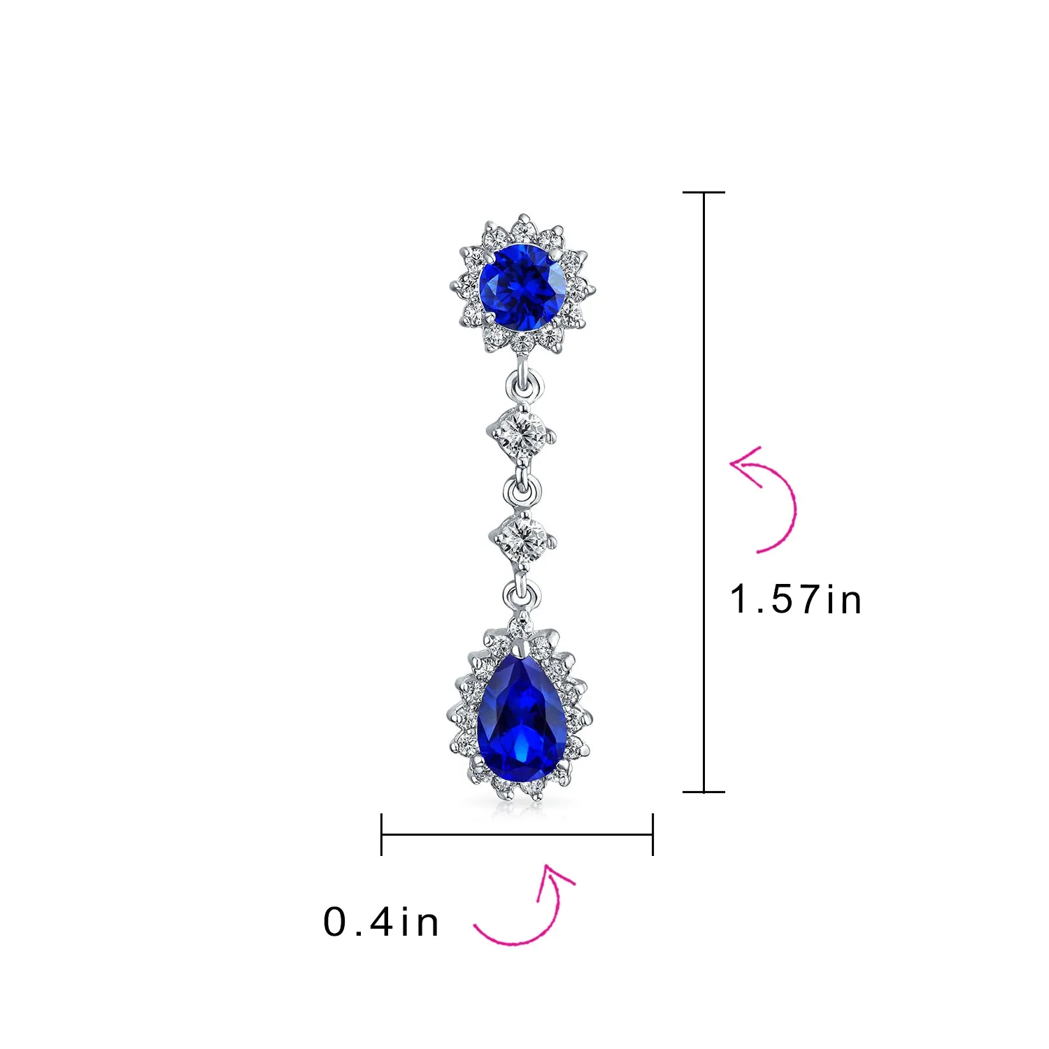 Bridal Oval Teardrop AAA CZ Halo Clip On Dangling Chandelier Earrings