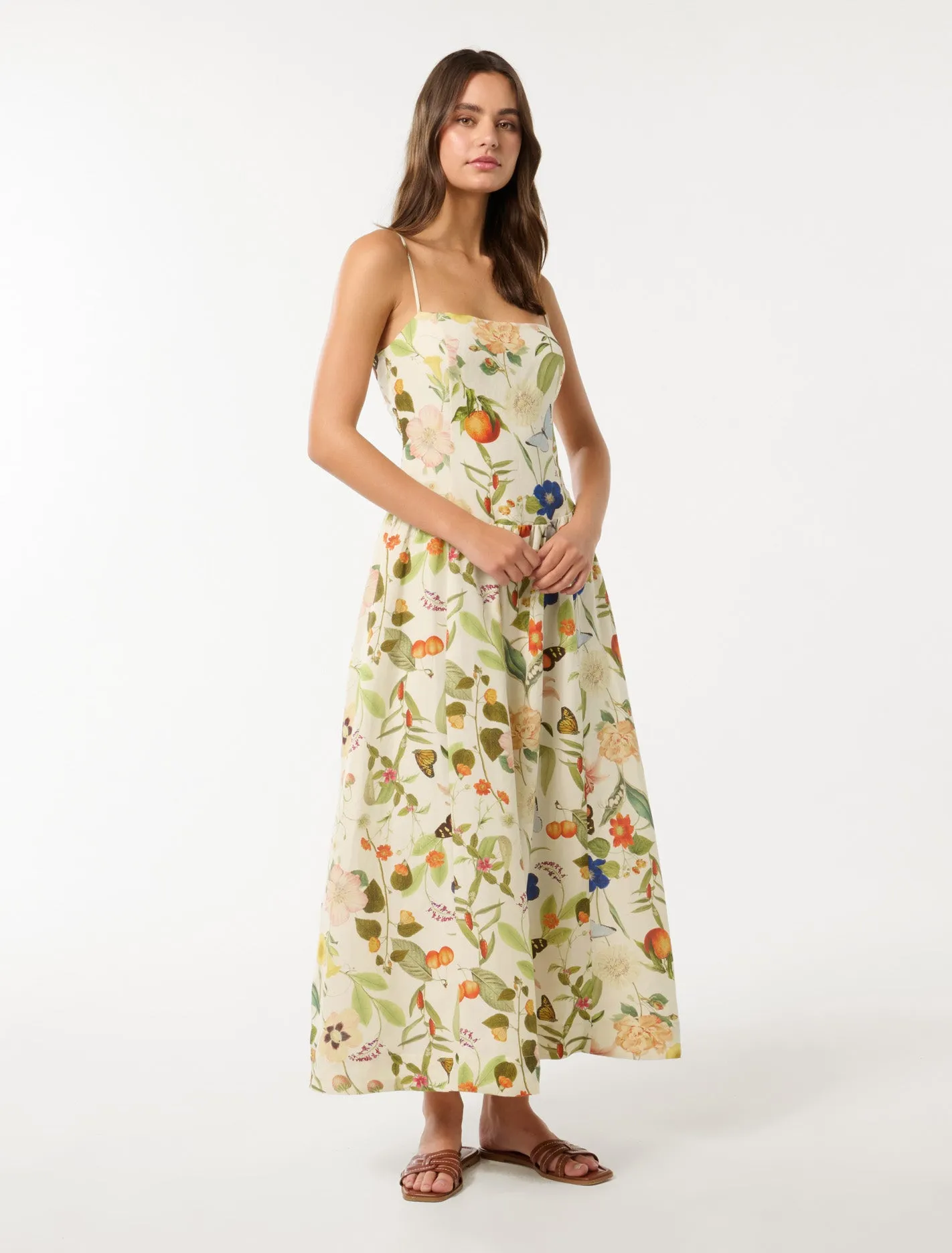 Brooke Linen Drop Waist Midi Dress