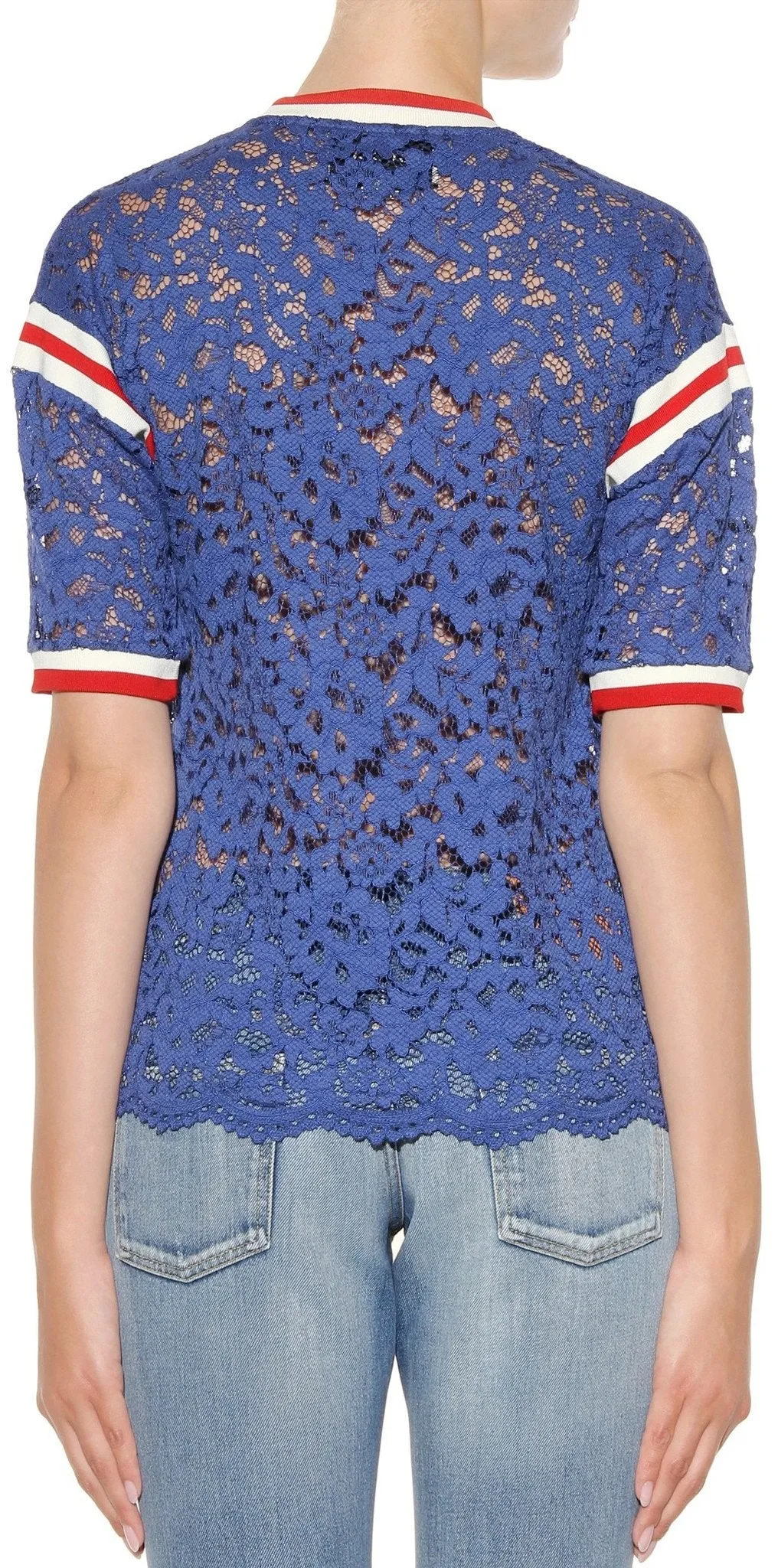 'Butterfly Applique' Lace T-Shirt in Blue